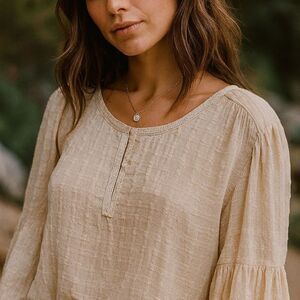 Max Studio Boho Peasant Blouse XS – 100% Cotton Balloon Sleeve Top